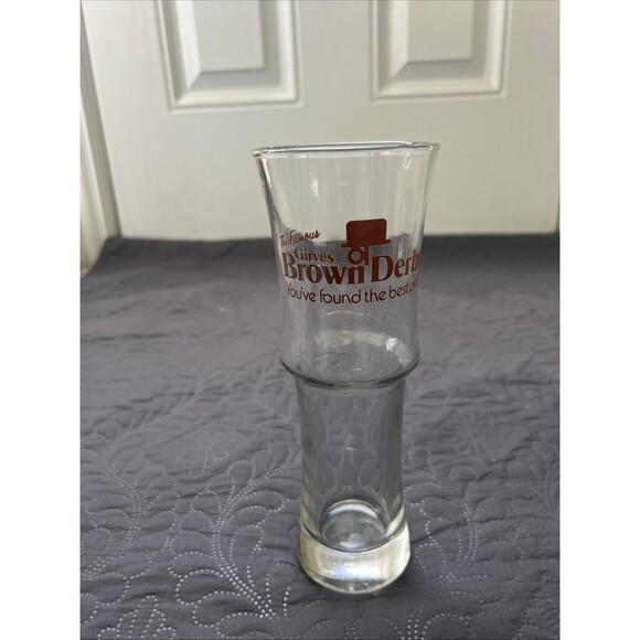 The Famous Girves Brown Derby Restaurant Vintage Souvenir Tall Beer Drink Glass - Picture 2 of 7